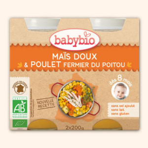 Petit Pot Menu Maïs Doux & Poulet fermier du Poitou - 2x200g