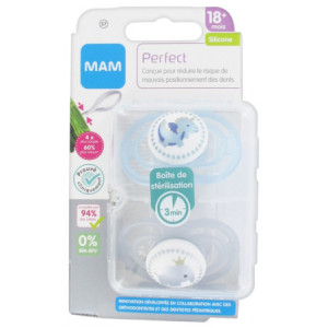 MAM 2 Sucettes Perfect Silicone 18 Mois et + - Modèle : Dragon et Éléphant