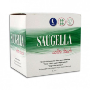 Saugella cotton touch, 12 serviettes hygiéniques Nuit