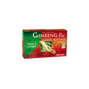 Ginseng, Gelée Royale, Acérola Bio, 20 ampoules