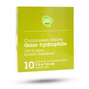 Compresses Stériles Gaze Hydrophile 7.5x7.5cm - 10 compress
