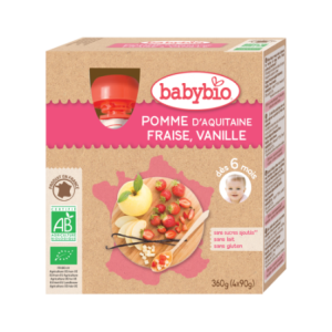 Gourde Fruits - Pomme d'Aquitaine Fraise Vanille, 4x90g
