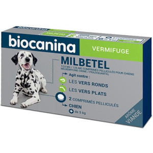 Biocanina Milbetel Vermifuge Chien + de 5kg - 2 comprimés