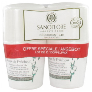Sanoflore Nuage de Fraicheur Déodorant Efficacité 24H Roll-On Bio - Lot de 2 x 50 ml