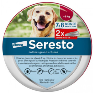Seresto Collier Antiparasitaire Grands Chiens plus de 8 kg - 2 Colliers