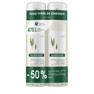 Klorane Shampoing Sec Extra-Doux au Lait d'Avoine Spray tous types de cheveux - Lot de 2x150ml