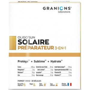Granions Oligo'Sun Préparateur Solaire 3 en 1 Cure de 1 Mois - 30 Gélules