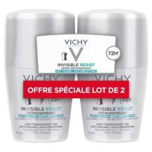 Vichy Déodorant Invisible Resist Dermo-Détranspirant 72H Roll-On - Lot de 2 x 50 ml