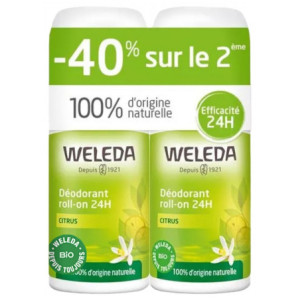 Weleda Déodorant au Citrus Roll-on 24H - Lot de 2 x 50 ml