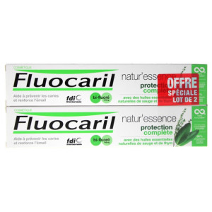Fluocaril Natur'Essence Dentifrice Protection Complète Bi-Fluoré - Lot de 2 x 75 ml