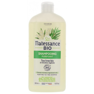 Natessance Shampoing Purifiant Tea Tree Bio et Kératine Végétale - 500 ml