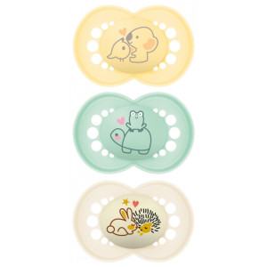 MAM 2 Sucettes Original Nature + 1 Sucette Original Nuit 18 Mois et + - Modèle : Jaune/Turquoise/Beige