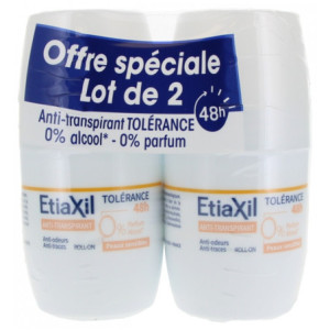 Etiaxil Anti-Transpirant Tolérance 48H Peaux Sensibles Roll-On - Lot de 2 x 50 ml