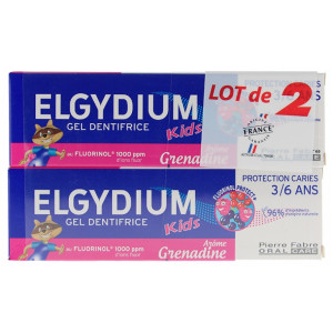 Elgydium Kids Gel Dentifrice Protection Caries 3/6 Ans - Lot de 2 x 50 ml