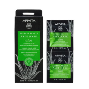 APIVITA EXPRESS BEAUTY Masque Visage Hydratant et Rafraîchissant à l'Aloe - 2x8ml