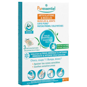 Puressentiel Cryo Pure Patchs Froids aux Huiles Essentielles - 3 Patchs Découplables