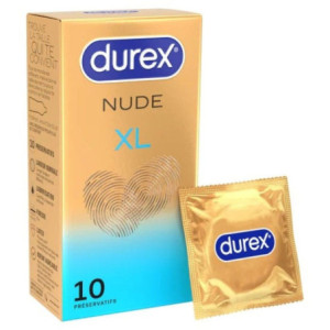Durex NUDE - Préservatifs XL Lubrifiés - 10 Unités
