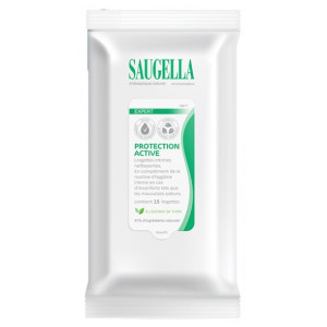 Saugella Expert Antiseptique Lingettes Intimes Nettoyantes - 15 Lingettes